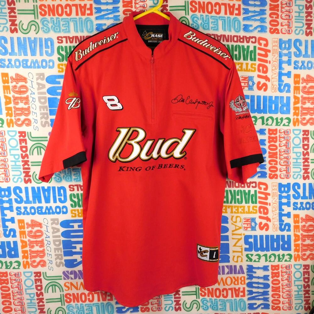 Dale Earnhardt Jr Budweiser NASCAR Pit Shirt L Chase Authentics Drivers Line